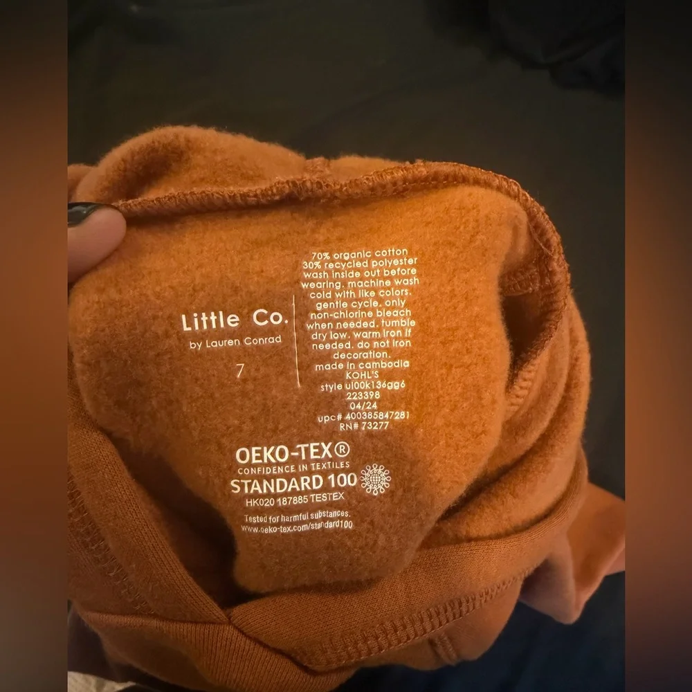 Little Co. by Lauren Conrad Orange Sunday Funday Hoodie Size 7